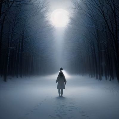 冬晨雪径的静谧冥想